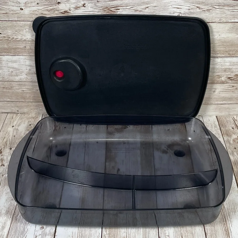 TUPPERWARE Rock N Serve Black Microwave Safe Divided Container with Lid 3990A-2